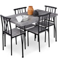Best Choice Products 5-Piece Metal and Wood Indoor Modern Rectangular Dining Table Furniture Set for Kitchen, Dining Room, Dinet