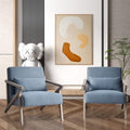 INZOY Mid Century Modern Accent Chair Set of 2 with Wood Frame, Upholstered Armchair with Waist Cushion, Accent Chair for Living