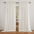 RYB HOME Sheer Curtains Linen Textured Semi Sheer Draperies Light Glare Filtering Privacy Sheer Backdrop for Bedroom Living Room