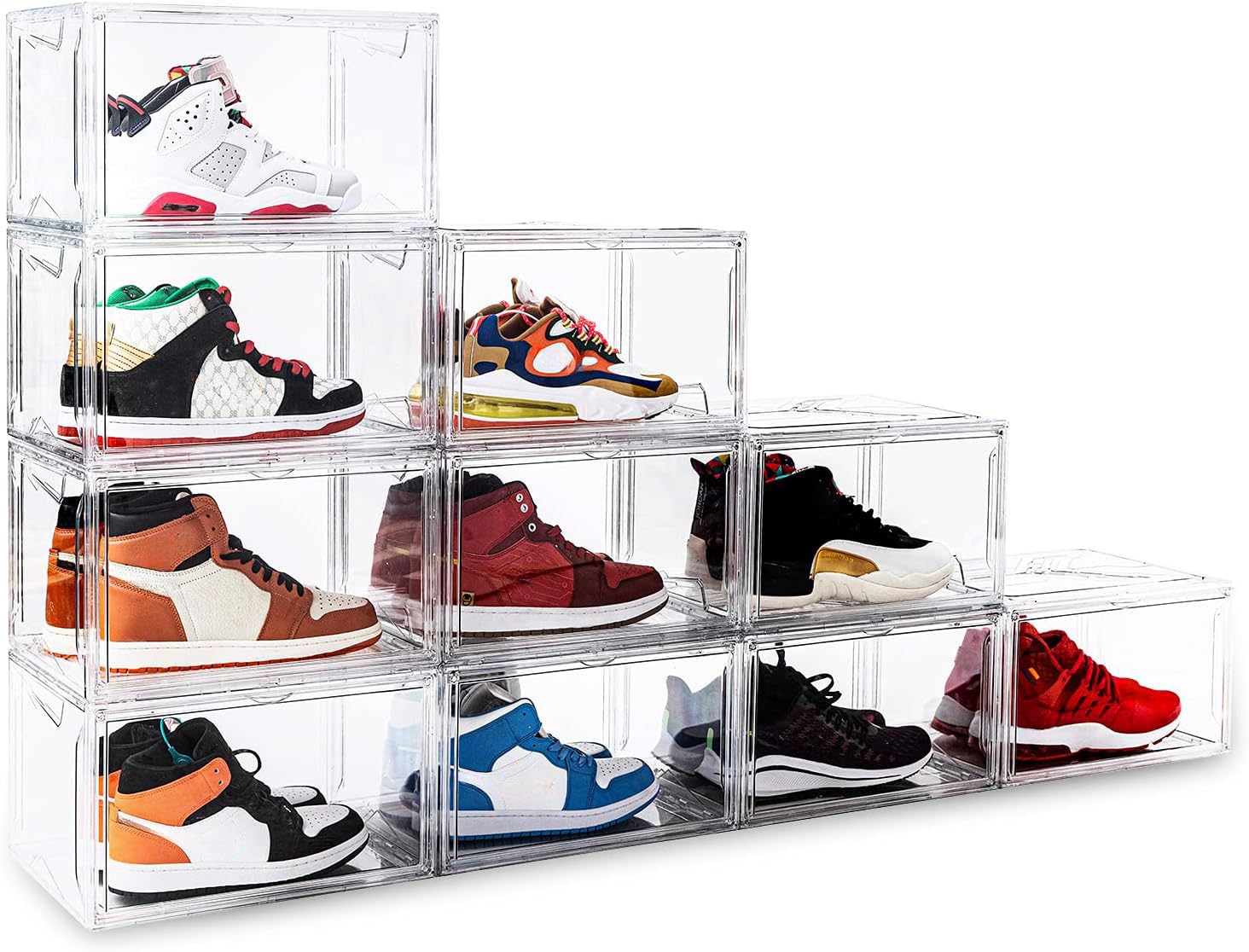 KDOR Shoe Box for sneakers,Closet,hat Clear Plastic Stackable 10 Pack Sneaker Storage Boxes with Magnetic Door, Acrylic Display 