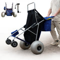 CRESTWALKER Beach Cart with 13 Balloon Wheels, Holds 4 Folding Chairs, Collapsible Buggy with Big Wheels for Sand, Pump Included