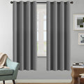 H.VERSAILTEX Solid Grey Color Thermal Insulated Blackout Curtains Metal Grommet Curtain Panels Room Darkening Window Drapes for 