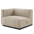 Modway Conjure Modern Channel Tufted Fabric Left-Arm Chair in Beige