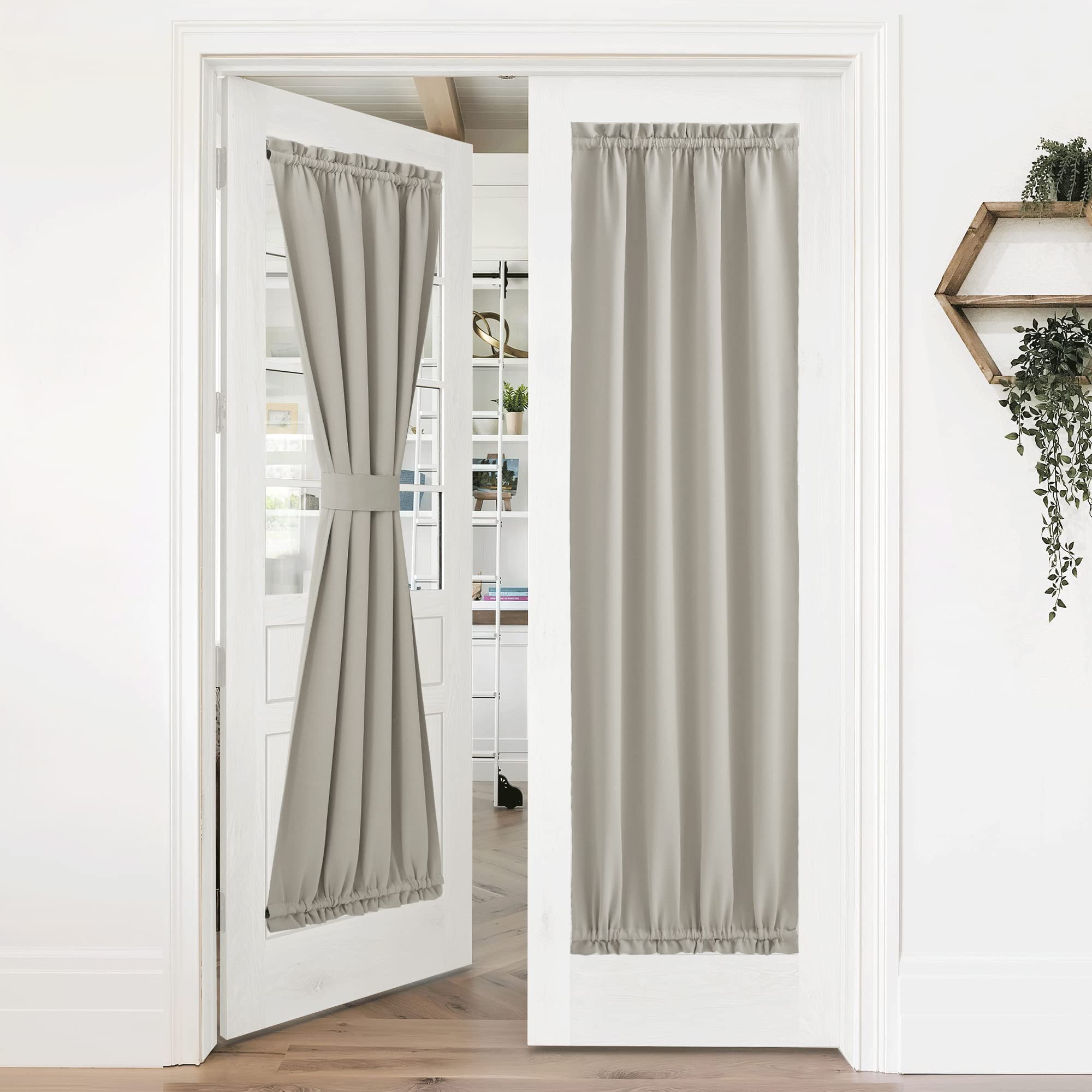 NICETOWN Classroom Door Window Curtain, Farmhouse Room Darkening Front Curtains for Kitchen Rod Pocket Thermal Insulated French 