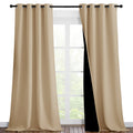 NICETOWN Living Room Completely Shaded Draperies, Privacy Protection & Noise Reducing Black Lined Insulated Window Treatment Cur