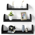 SRIWATANA Floating Shelves Wall Mounted, Solid Wood Shelves Wall Bookshelves Set of 3 for Bedroom, Living Room, Bathroom, Kitche