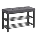 SONGMICS Shoe Bench, 3-Tier Shoe Rack for Entryway, Storage Organizer with Foam Padded Seat, Linen, Metal Frame, for Living Room