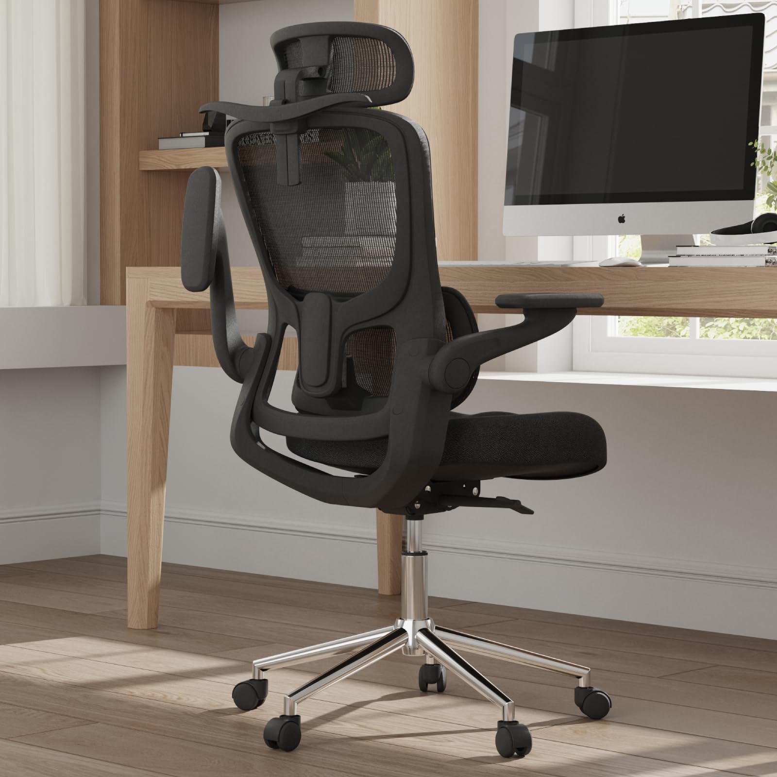 Novilla Ergonomic Office Chair, High Back Mesh Desk Chair with Thick Molded Foam Cushion, Adjustable Lumbar Support, Swivel Comp