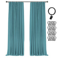 INOVADAY 100% Blackout Curtains for Bedroom, Black Out Curtains 84 Inch Long, Clip Rings Linen Blackout Drapes, Thermal Insulate