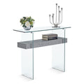 ivinta Narrow Glass Console Table with Storage Modern Sofa Table Entryway Table Glass Writing Desk Small Computer Desk TV Table 
