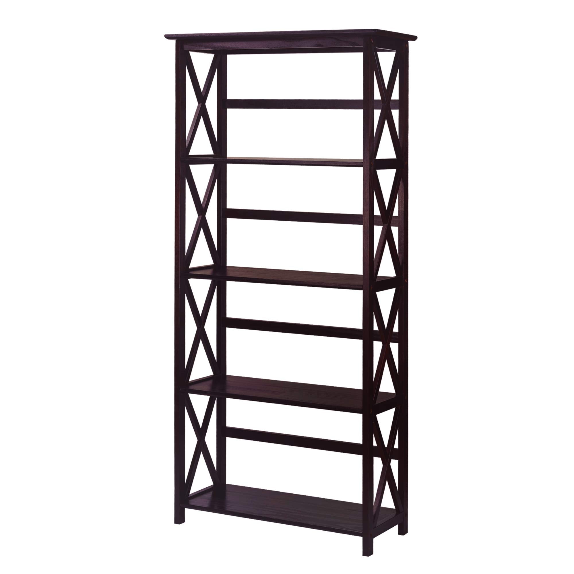 Casual Home Montego 5-Shelf Bookcase-Espresso
