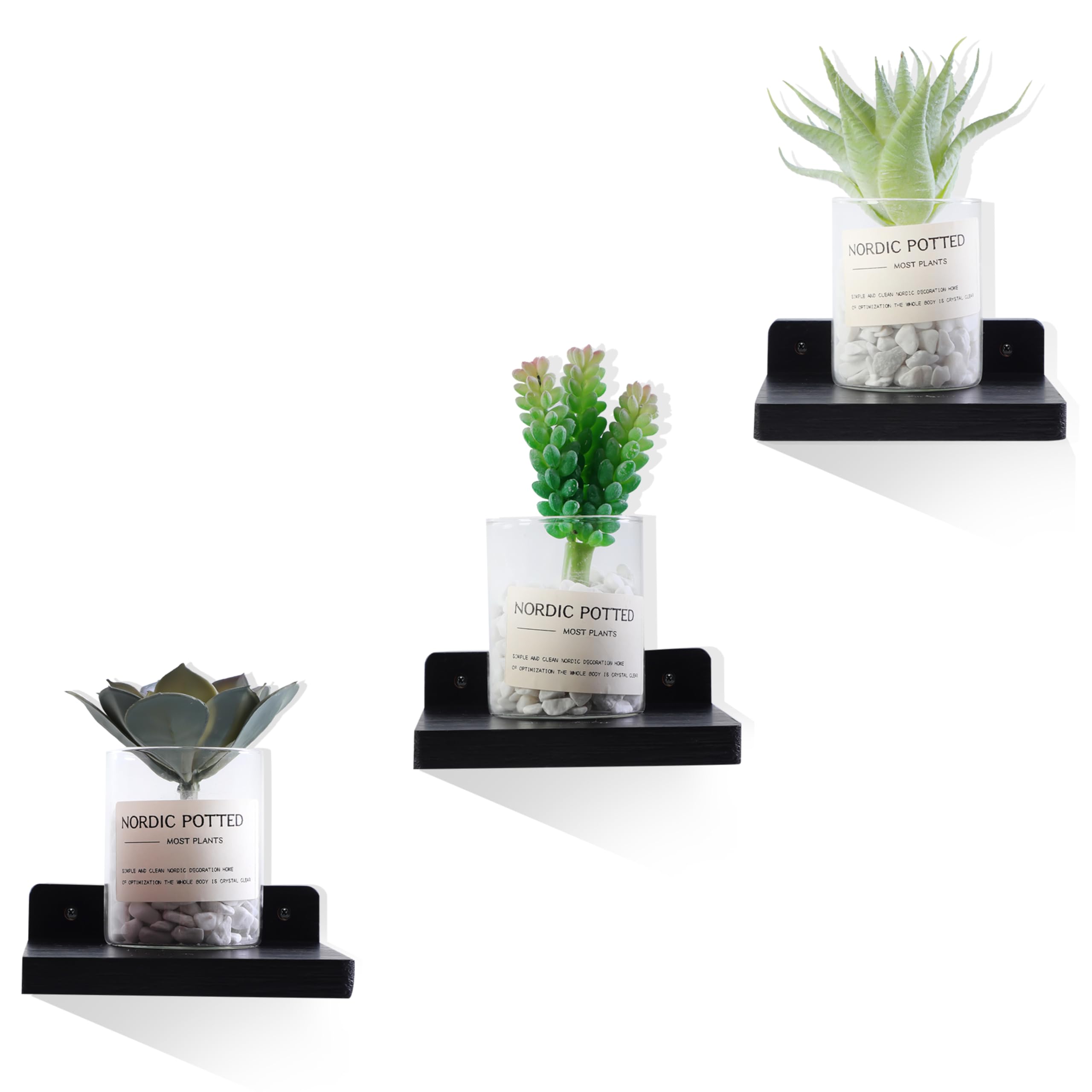 NIUBEST Small Floating Shelf, Set of 3 Black Shelf for Wall Decor Storage Wall Mounted Small Wall Shelf for Bedroom Living Room 