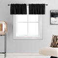 DONREN 18 Inches Long Blackout Curtain Valances for Windows - 2 Panels Blackout Window Valances for Basement with Rod Pocket (Bl