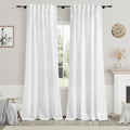 White Linen Curtains 84 Inch Length 2 Panels Back Tab Rod Pocket Semi Sheer Bedroom Curtains Light Filtering Country Closet Curt