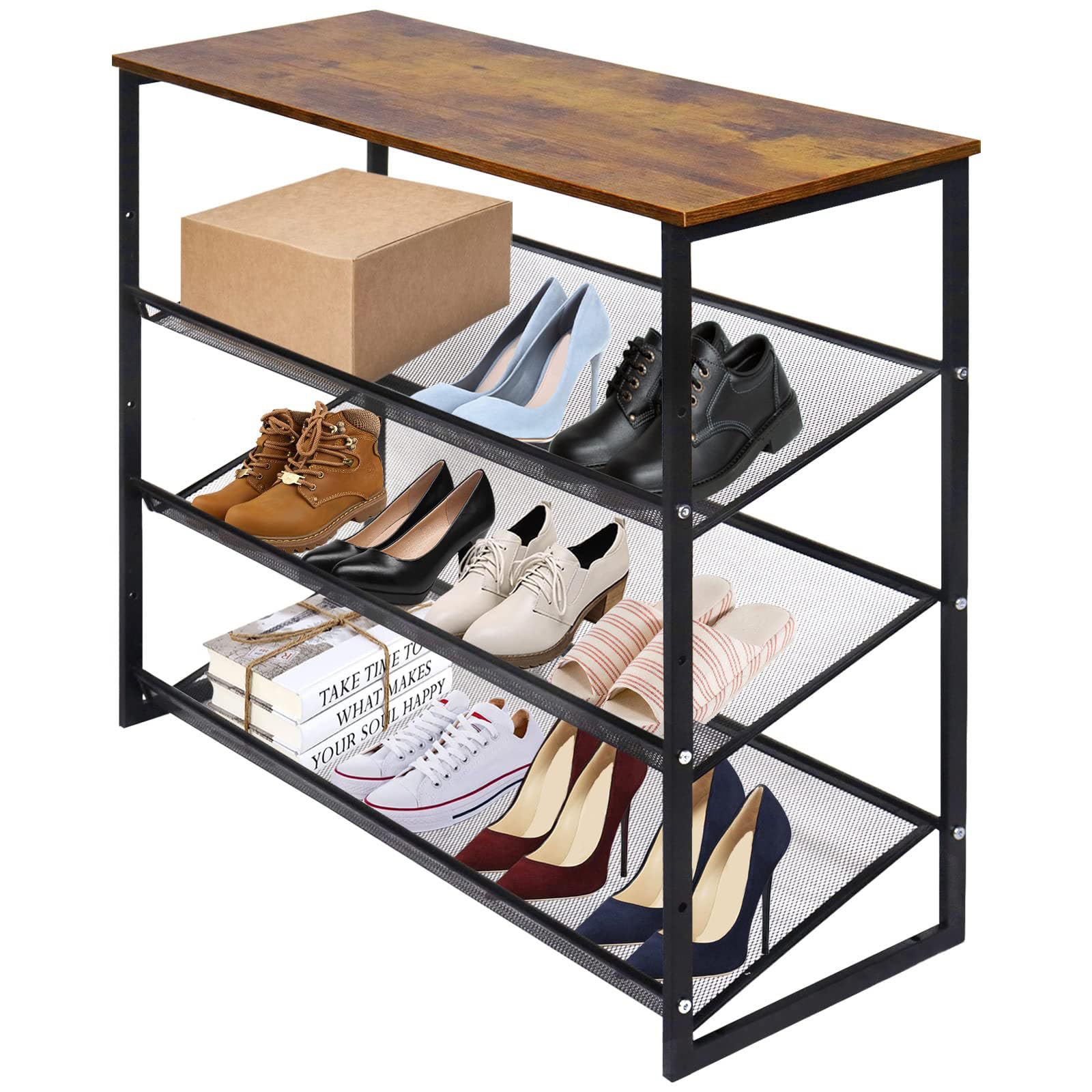 Garden 4 you 4-Tiers Shoe Storage Freestanding Organizer Modern 25.2 in Tilting Adjustable Shoe Rack for High Heels, Entryways, 