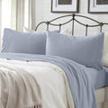 3 Piece Jersey Knit Twin Cotton Blend Blue Sheet Set | Ultra-Soft T-Shirt Jersey Bedding Sheets & Pillowcases | Heathered, Breat