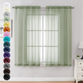 Chyhomenyc Sage Green Sheer Curtains 54 Inch Long 2 Panels Set, Short Rod Pocket Voile Drapes for Dinning Small Windows Bathroom