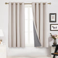 Deconovo Linen-Look 100% Blackout Curtains, Thermal Insulated Grommet Coating Drapes for Bedroom & Living Room, Flaxen 52W x 54L