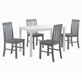 Walker Edison 4 Person Modern Farmhouse Wood Small Dining Table Dining Room Kitchen Table Set 4 Chairs Set, 48 Inch, White and G