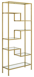 Crosley Furniture Sloane Bookshelf with Glass Shelves, Bookcase Storage, Gold