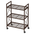 SONGMICS 3-Tier Metal Storage Rack with Wheels, Mesh Shelving Unit with X Side Frames, 23.6-Inch Width, for Entryway, Kitchen, L
