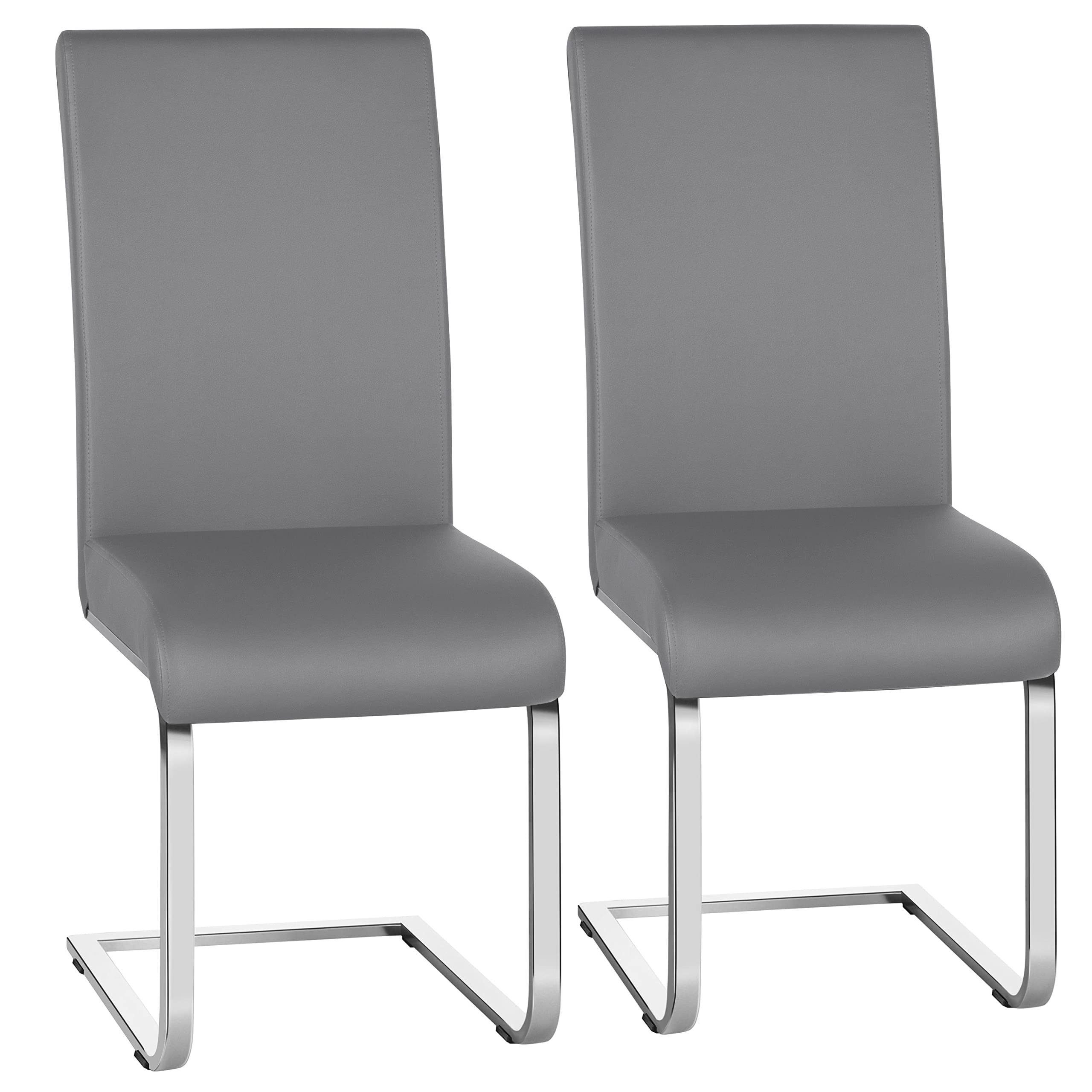 Yaheetech Dining Living Room Chairs High Back Pre Assembled Chairs with PU Leather Surface and Metal Legs for Kitchen Wedding Lo
