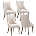 mikibama Linen Dining Chairs Set of 4 Channel Tufted Kitchen Dinner Chair Comfy Fabric Upholstered Accent Chair for Dining Room 