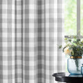Jubilantex Grey White Buffalo Check Semi Sheer Curtain Panels Gingham Plaid Textured Curtains Drapery,Farmhouse Grommet Window D