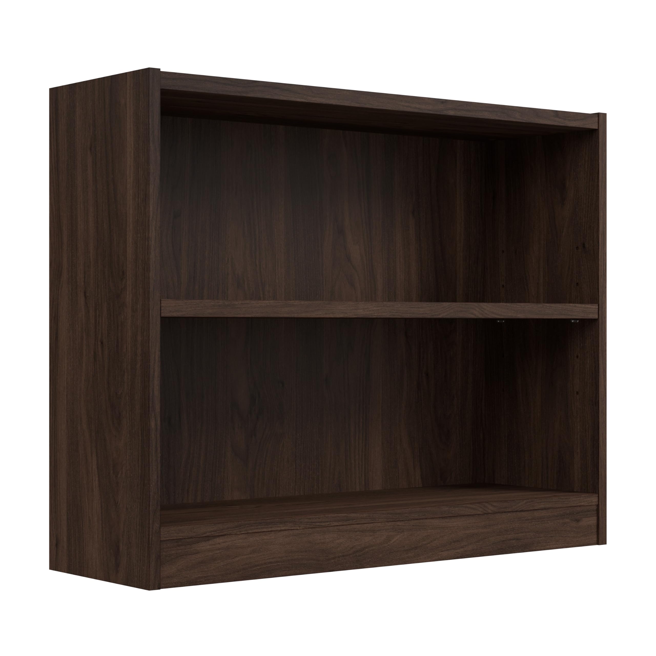 Bush Furniture Universal Small 2 Shelf Bookcase in Black Walnut, Low Storage and Display Bookshelf for Home Office or Living Roo