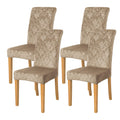 FORCHEER Chair Covers for Dining Chairs Set of 4,Velvet Beige Stretch Dining Room Chair Cover Kitchen Parsons Chair Slipcovers (