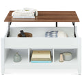 Best Choice Products Lift Top Coffee Table with Hidden Storage, Accent Table Furniture for Living Room, Display Shelves - White/