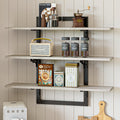 Bestier Floating Shelves for Wall, 32 inch Kitchen Shelves Wall Mounted, 3 Tier Coffee Bar Shelf with Foldable Brackets, Industr