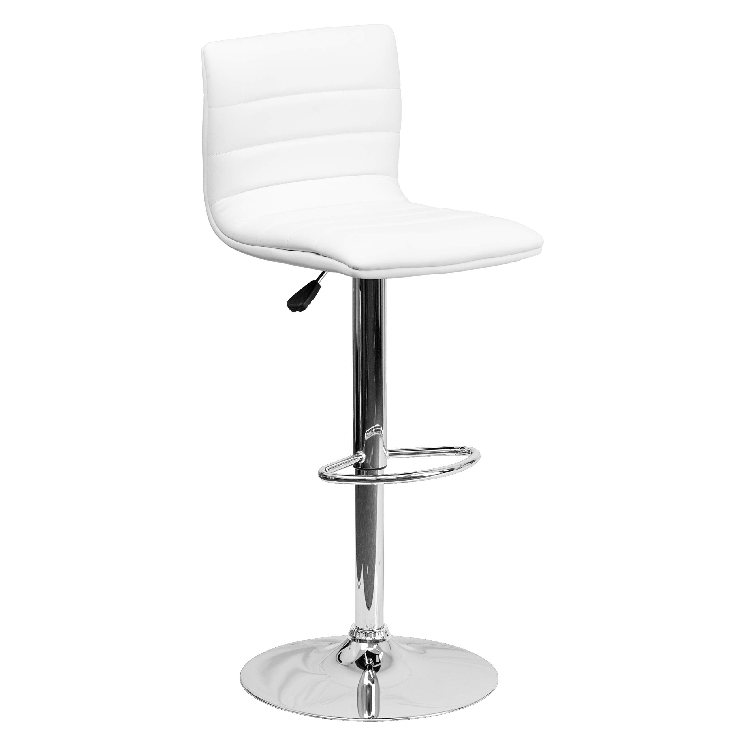 Flash Furniture Vincent Modern Adjustable Height Barstool with Footrest and Padded Mid-Back, Upholstered Vinyl Bar/Counter Heigh