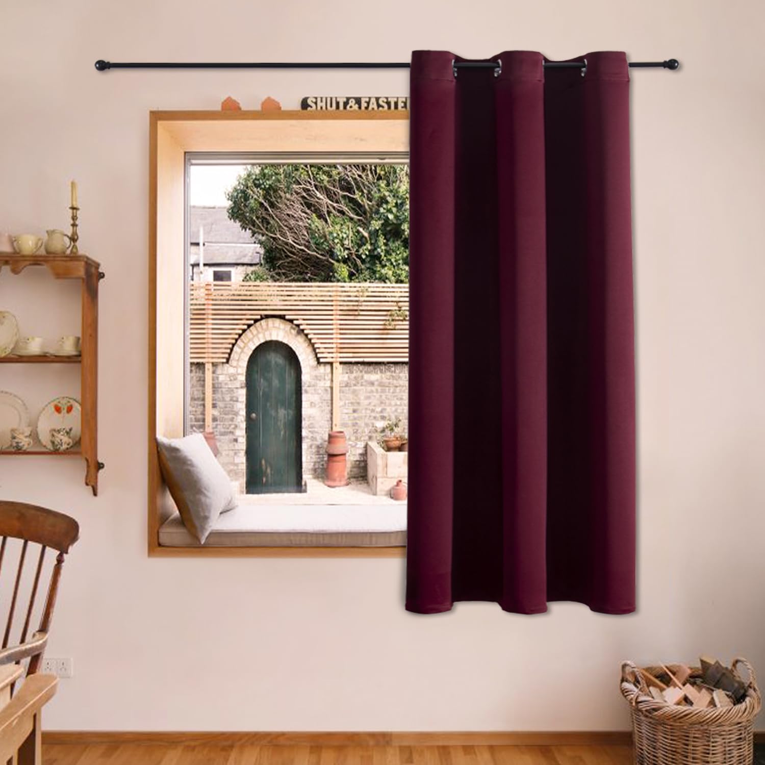 ChrisDowa Grommet Blackout Curtains for Bedroom - Thermal Insulated Room Darkening Curtains for Living Room (1 Panel Set, Burgun