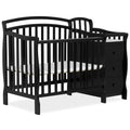 Dream On Me Casco 3-In-1 Mini Crib And Changing Table In Black, Convertible Crib, Made Of Pinewood, Three Position Adjustable Ma