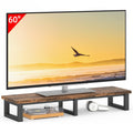 YAOHUOO 45 Large TV Riser for 32-60 inch TV, TV Riser Stand Shelf with Steel Legs,Tabletop TV Stand Riser for Home Office,Rustic
