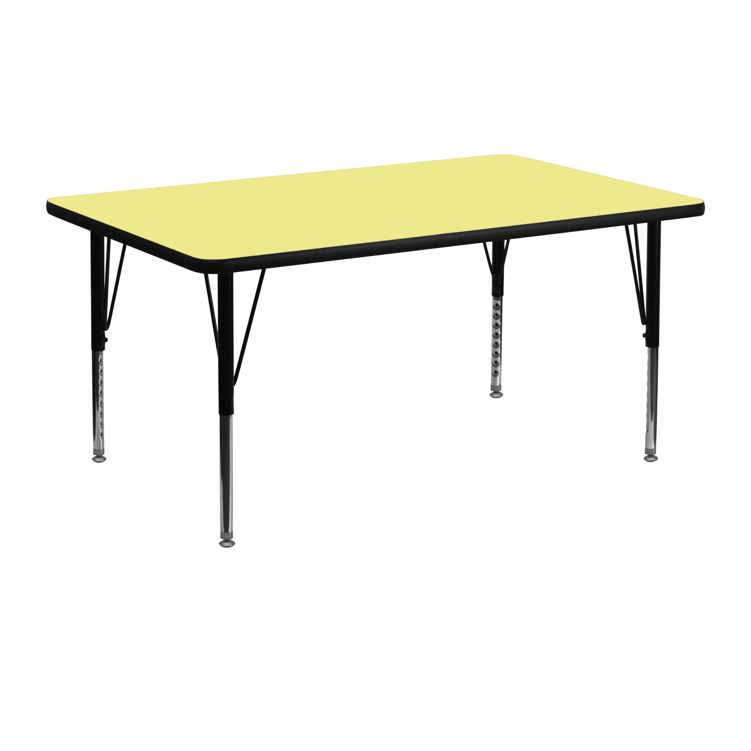Flash Furniture Wren 24W x 48L Rectangular Yellow Thermal Laminate Activity Table - Height Adjustable Short Legs