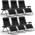 Nestl Zero Gravity Chairs Set of 6, Patio Lounge Chair Outdoor with Pillows & Cup Holder Trays, Adjustable Steel Mesh Reclining 
