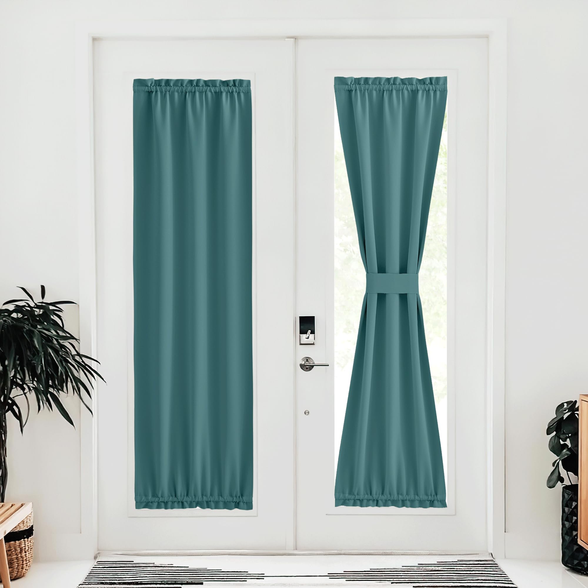 NICETOWN French Door Blackout Curtain for Kitchen Thermal Insulated Drapes Temporary Window Treatment Covering for Glass Door Ro