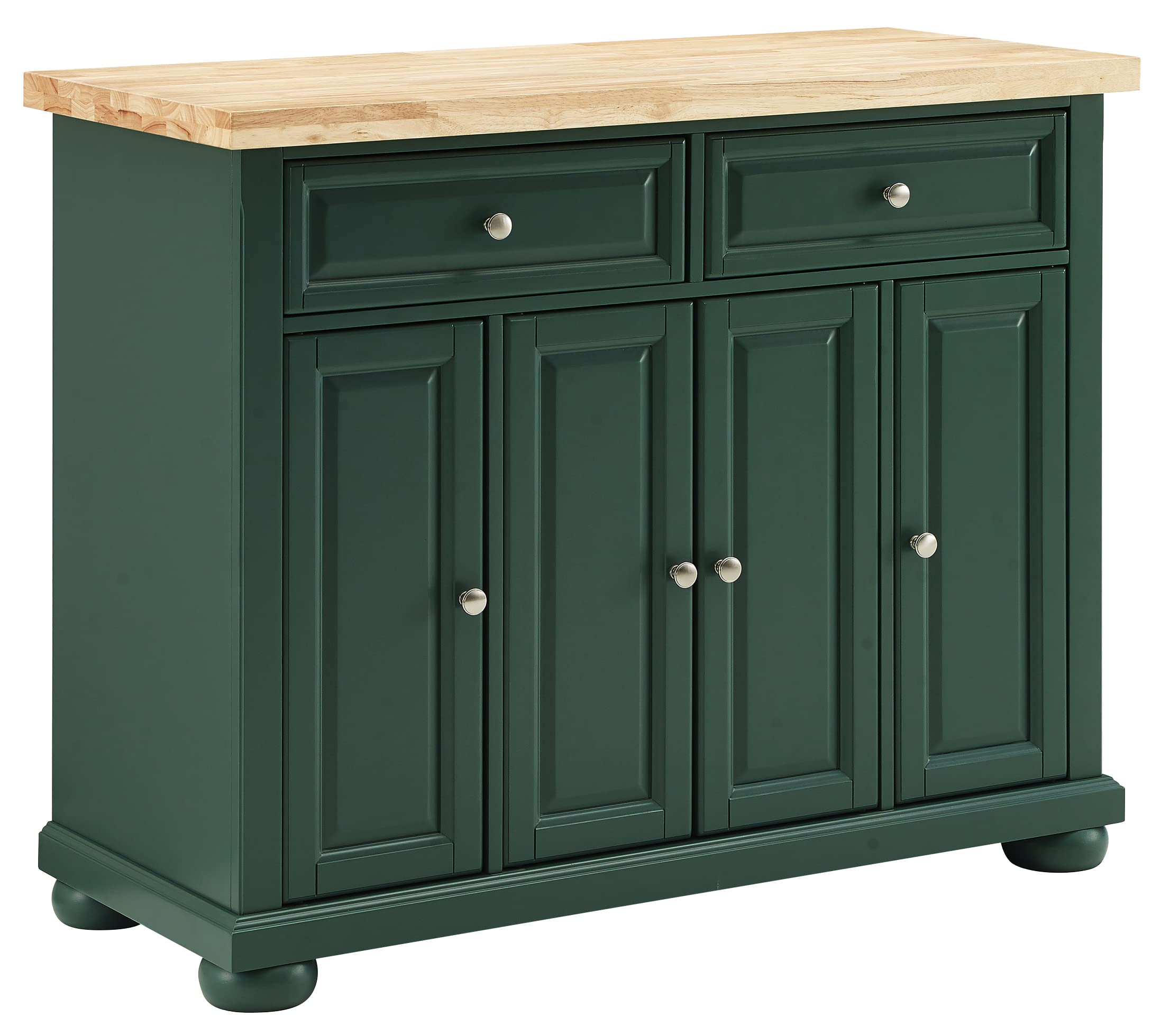 Crosley Furniture Madison Madison Rolling Kitchen Island Cart, Microwave Stand, Coffee Bar, with Shelves and Drawers, Emerald Gr