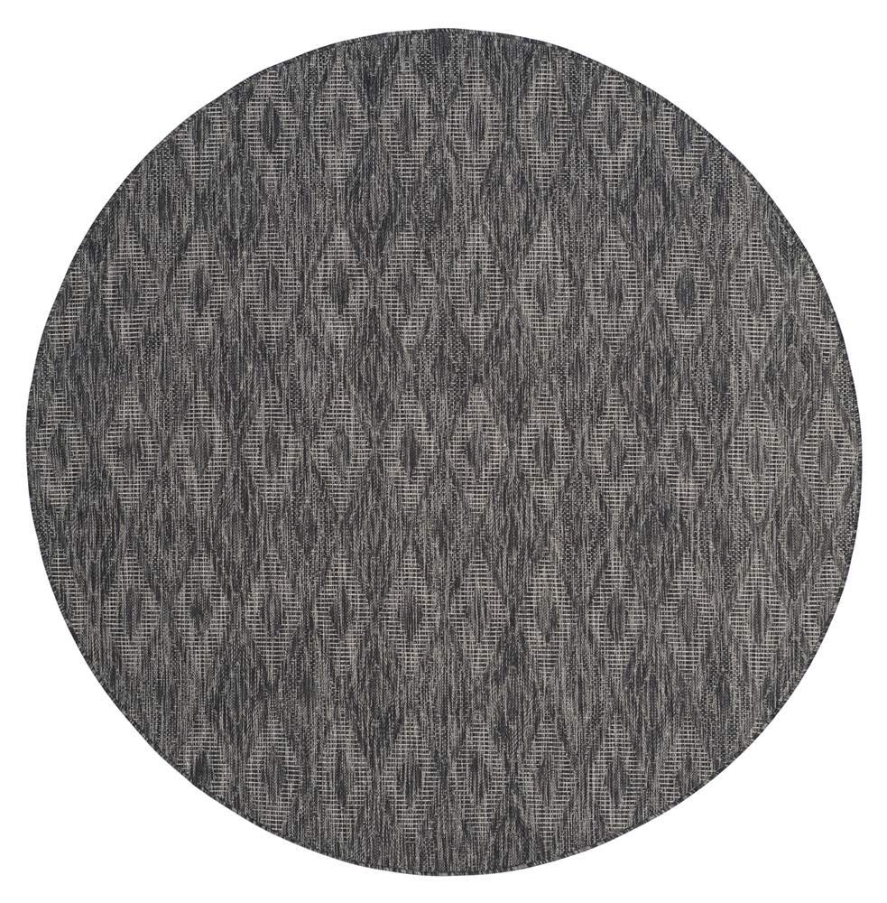 SAFAVIEH Courtyard Collection Area Rug - 53 Round, Black & Black, Non-Shedding & Easy Care, Indoor/Outdoor & Washable-Ideal for