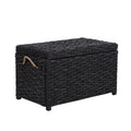 happimess HPM9003D Jacob 31.5 Handwoven Wicker Storage Trunk, Distressed Black, Collapsible for flat storage, for Office, Dorm R