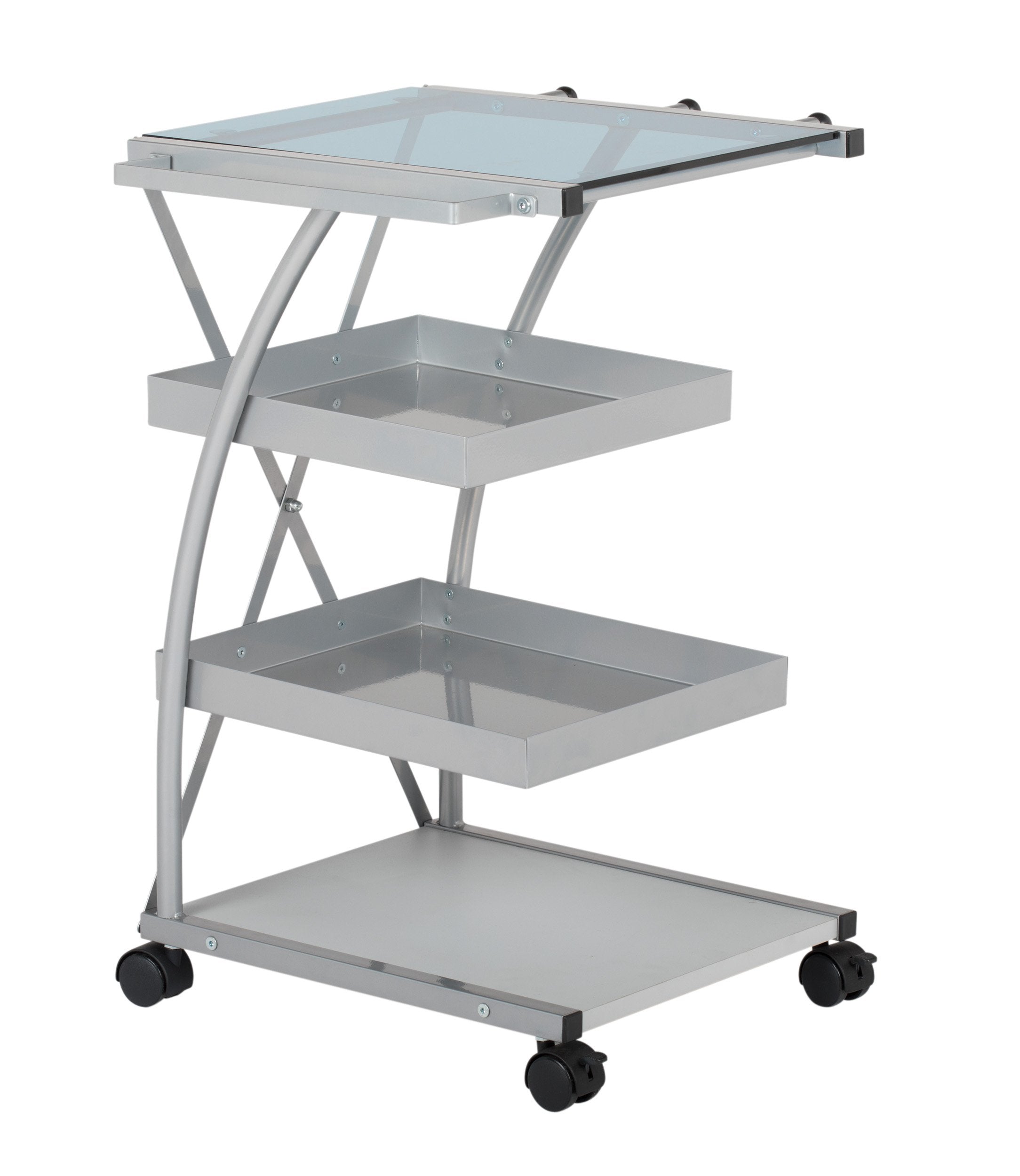 SD STUDIO DESIGNS Modern Triflex Mobile Storage Taboret for Arts and Crafts Silver 18.5 W x 16 D x 25.5 H