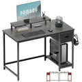 Pamray 39 Inch Computer Desk with Monitor Stand Small Home Office Desks with Non-Woven Storage Drawer for Bedroom Study Table Wr