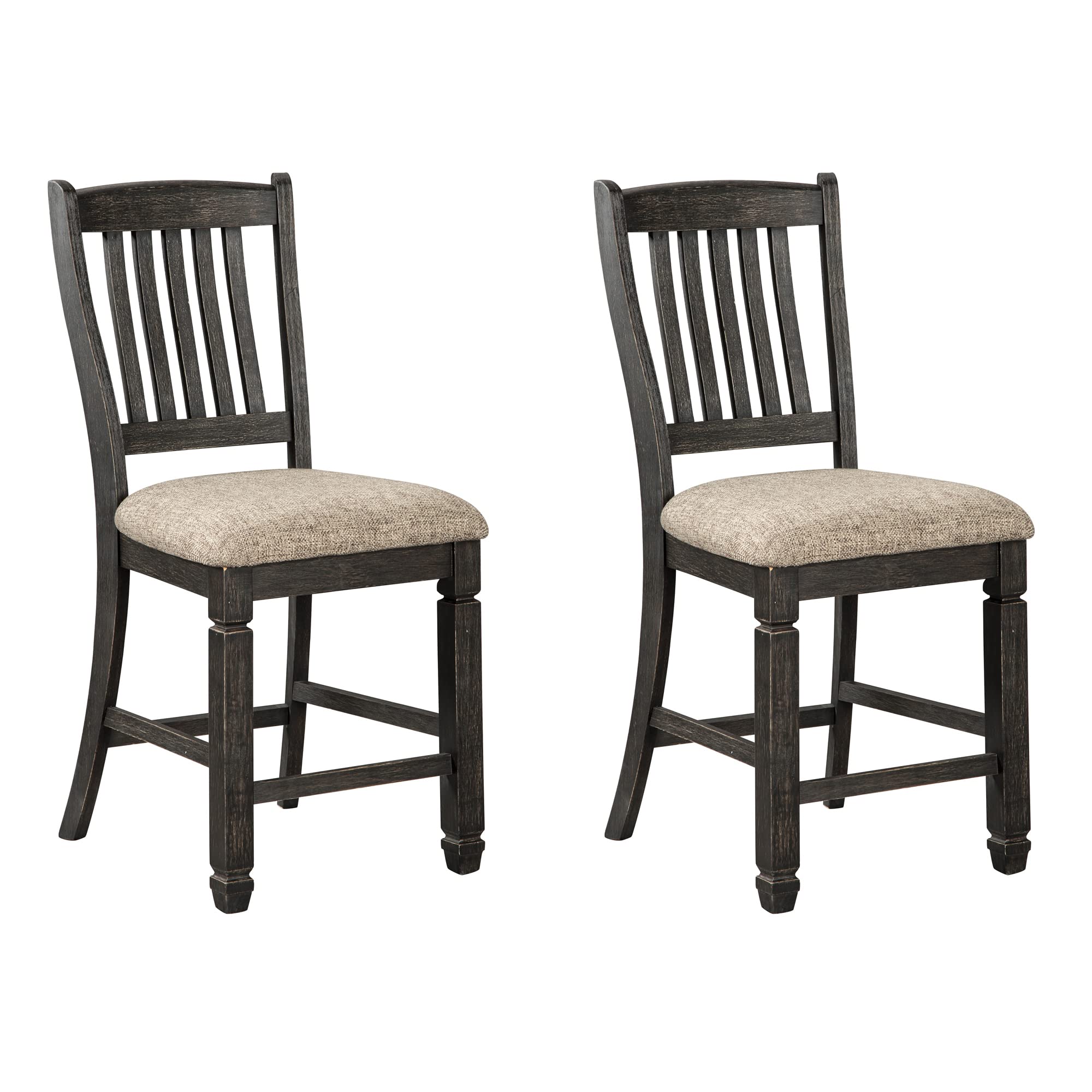 Signature Design by Ashley Tyler Creek Farmhouse 24.38 Counter Height Upholstered Barstool, Set of 2, Almost Black