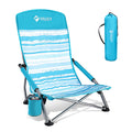 VILLEY Low Beach Chair, High Back Folding Chair for Adults, Lightweight and Portable for Outdoor, Camping, Lawn, Music Festival,