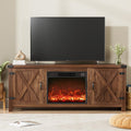 YESHOMY Fireplace TV Stand with Two Barn Doors and Storage Cabinets for Televisions up to 65+ Inch, Entertainment Center Console