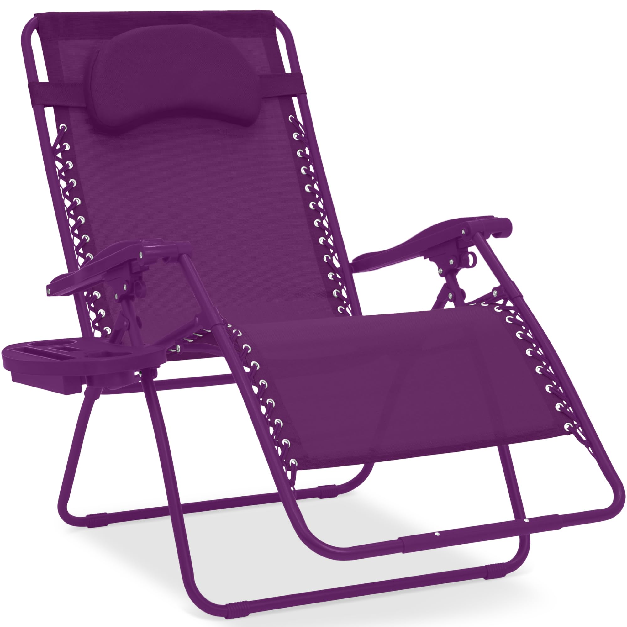 Best Choice Products Oversized Zero Gravity Chair, Folding Outdoor Patio Lounge Recliner w/Cup Holder Accessory Tray, Pillow - A