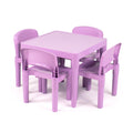 Humble Crew Kids Plastic Table and 4 Chairs Set, Purple Square Table with Lightweight Chairs, Toddler Playroom Activity Furnitur