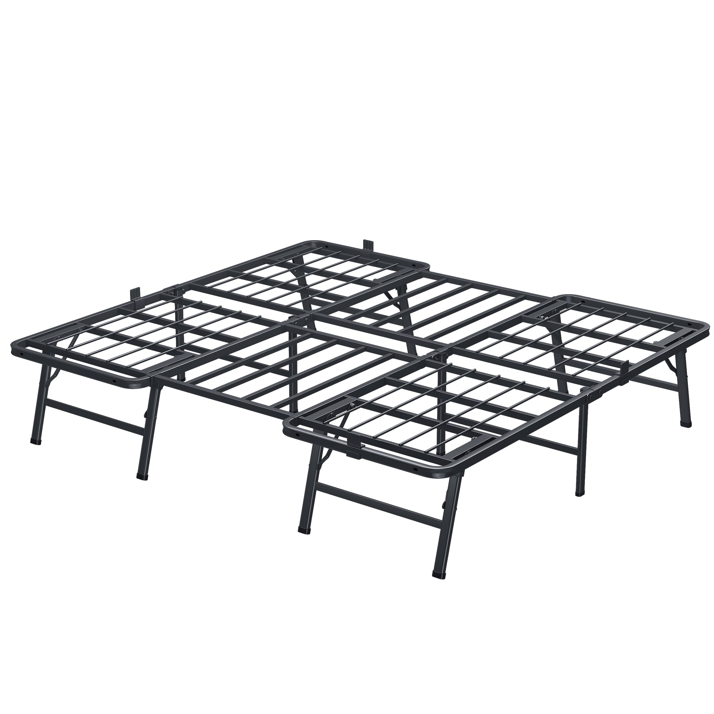 VIPSHOW 18 Inch King Metal Bed Frame Folding Bed Frame Tool-Free Assembly Mattress Foundation No Box Spring Needed Platform 2500